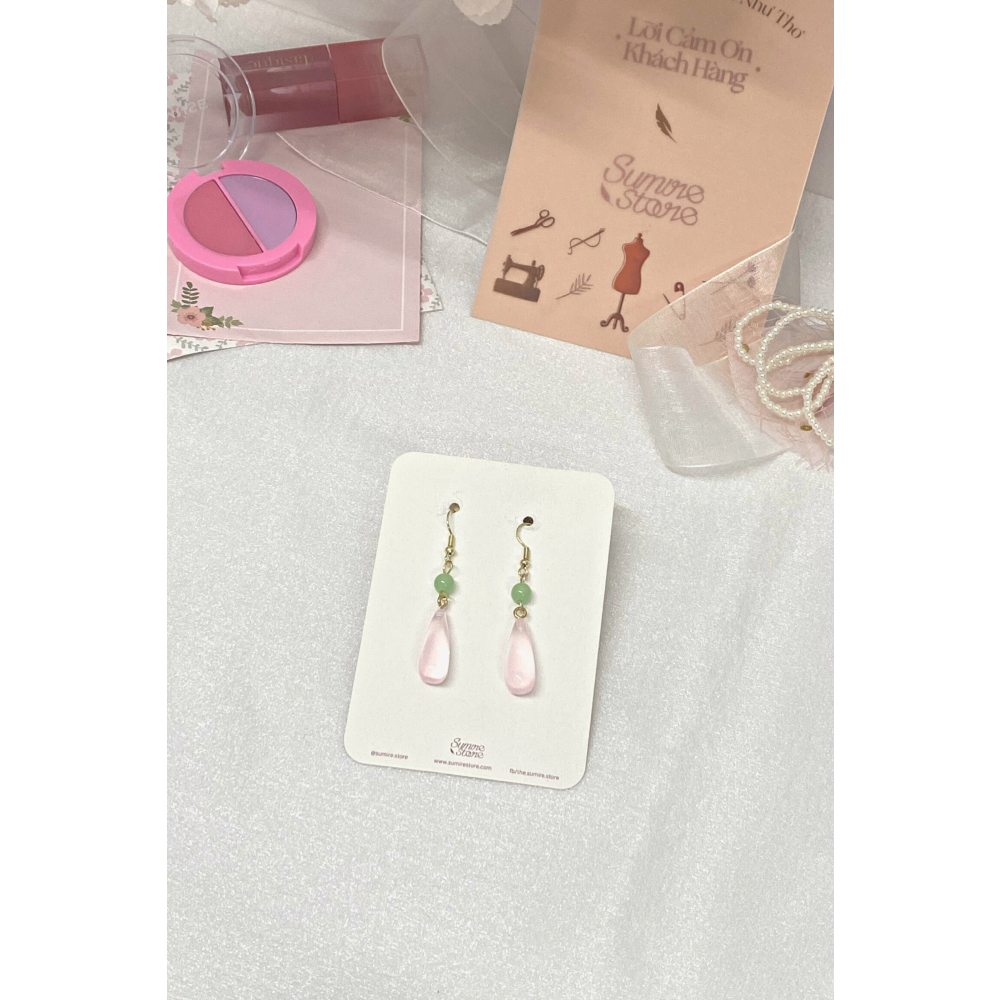 Sumire Store Hoa tai NK-085 hạt ngọc xanh đính giọt hồng