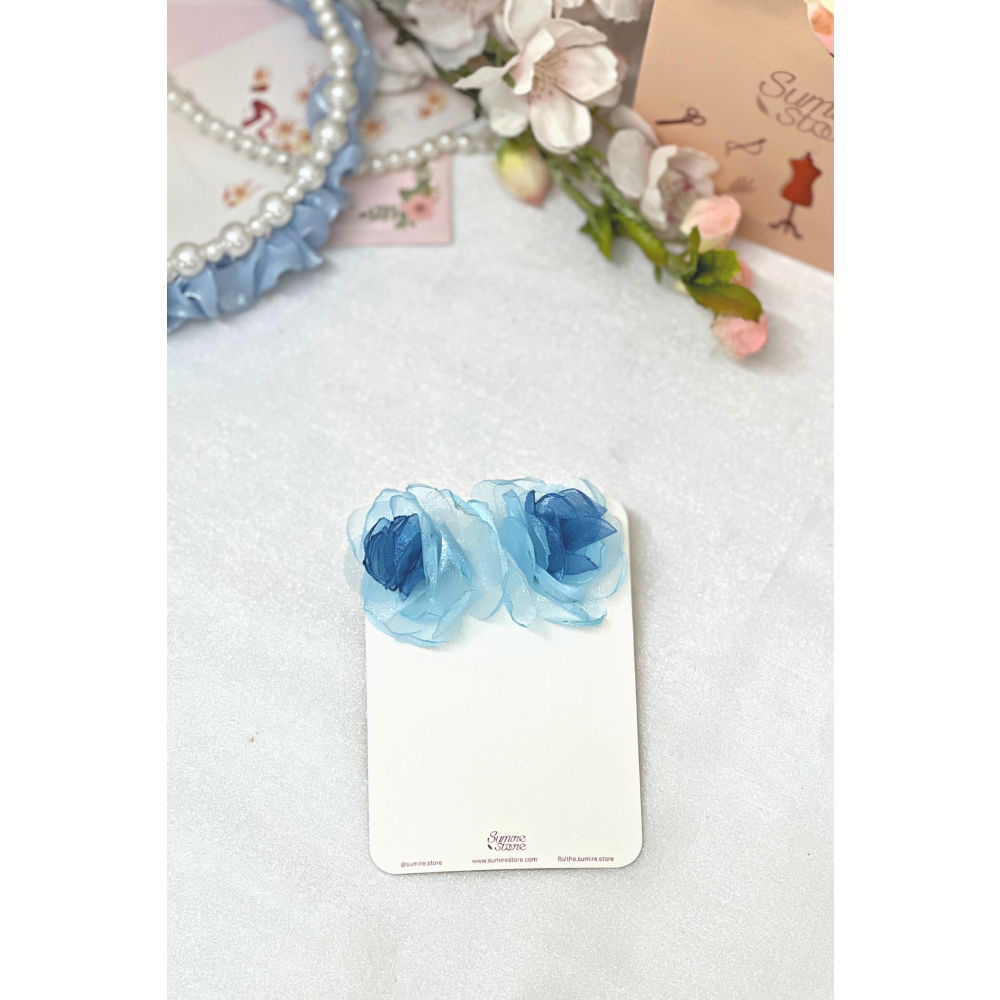 Sumire Store Hoa tai NK-080 hoa mẫu đơn voan xanh biển