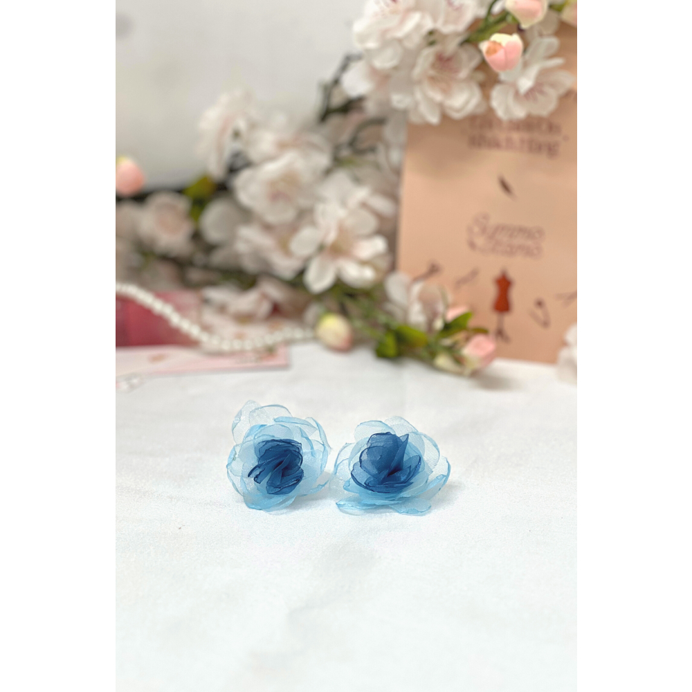 Sumire Store Hoa tai NK-080 hoa mẫu đơn voan xanh biển