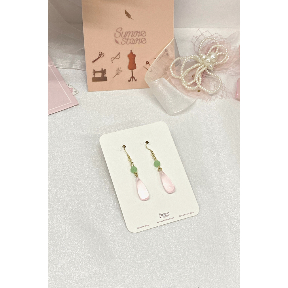 Sumire Store Hoa tai NK-085 hạt ngọc xanh đính giọt hồng