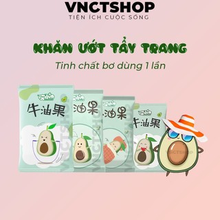 Khăn tẩy trang dùng 1 lần vnct, khăn ướt tẩy trang điểm makeup chiết xuất quả bơ mini đi du lịch