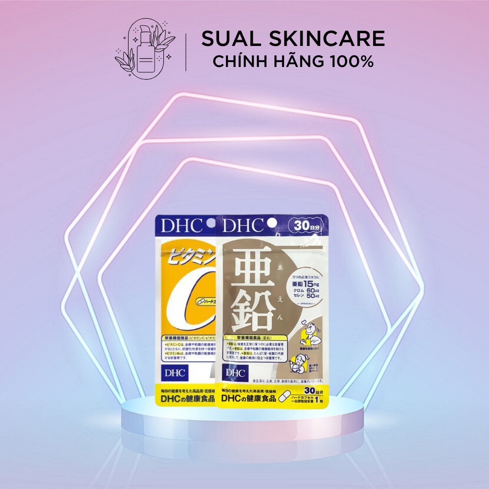Combo Viên uống giảm thâm mụn sáng da DHC Vitamin C + Kẽm 30 ngày - Sual Skincare