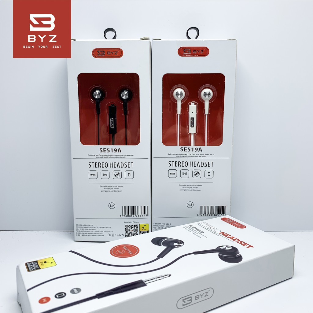 Tai nghe nhét tai BYZ SE519A - Mic Đàm Thoại Cực Tốt