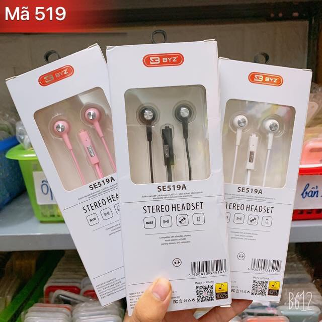 Tai nghe nhét tai BYZ SE519A - Mic Đàm Thoại Cực Tốt