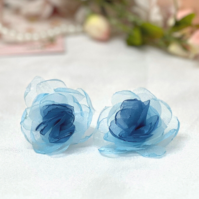 Sumire Store Hoa tai NK-080 hoa mẫu đơn voan xanh biển