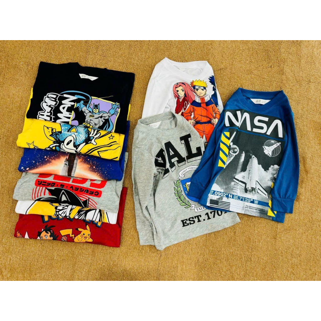 Áo thun dài tay cotton bé trai HM