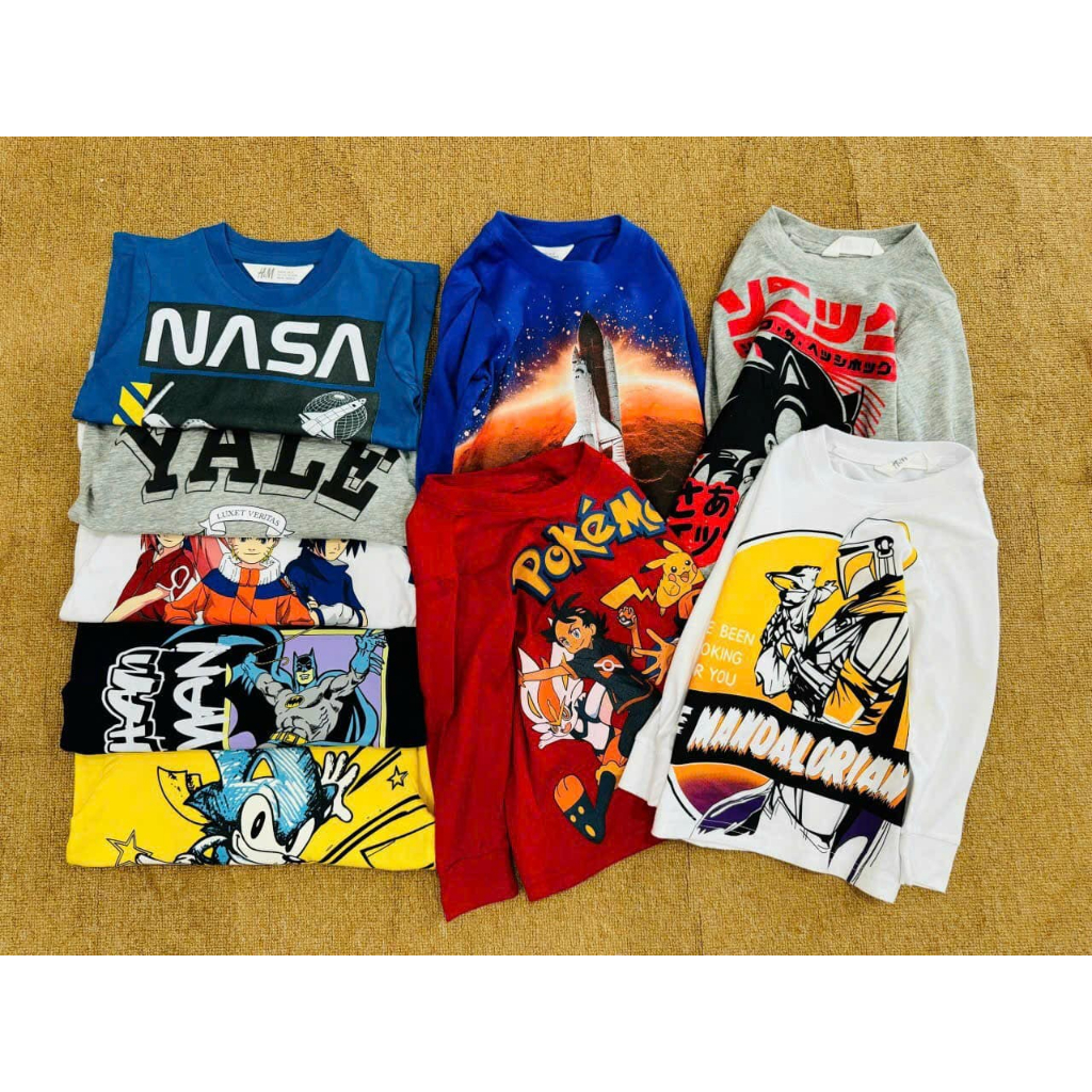 Áo thun dài tay cotton bé trai HM