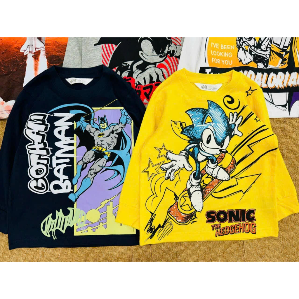 Áo thun dài tay cotton bé trai HM