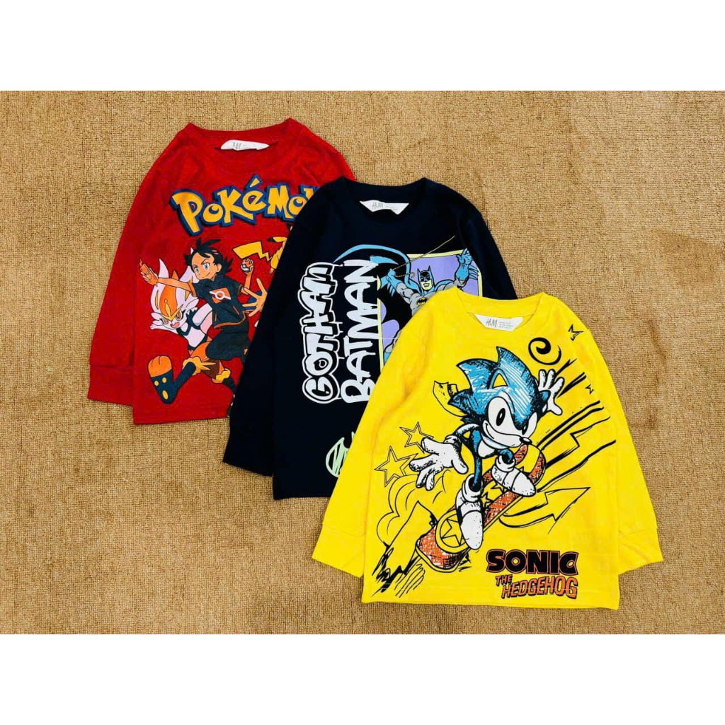 Áo thun dài tay cotton bé trai HM