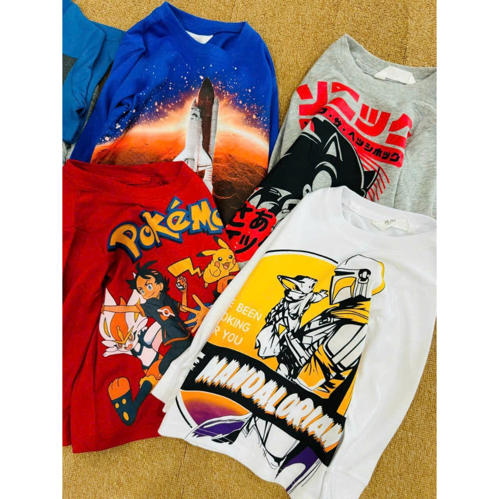 Áo thun dài tay cotton bé trai HM