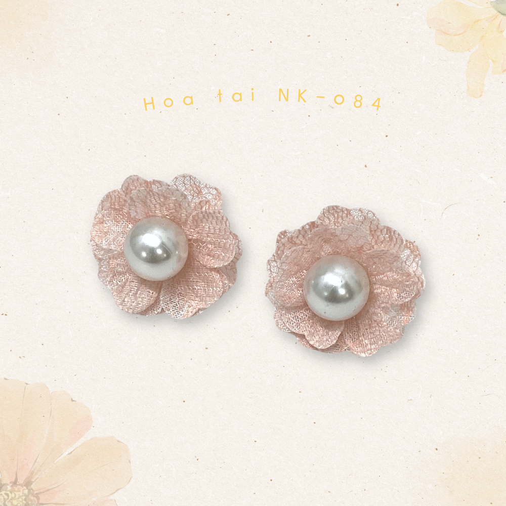 Sumire Store Hoa tai NK-084 hoa vải hồng nhạt đính hạt ngọc