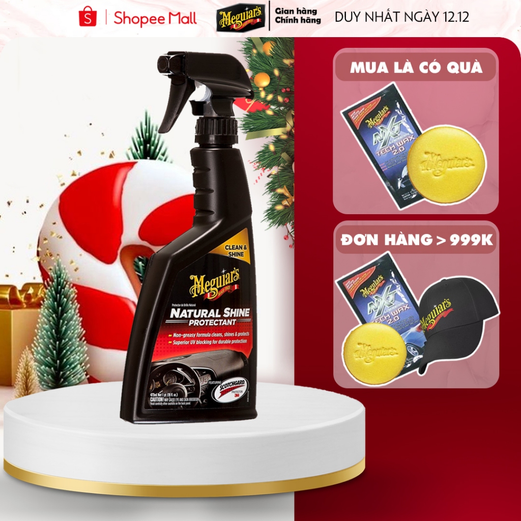 Meguiar's Dưỡng đen nhựa, cao su nội thất - độ bóng tự nhiên - Natural Shine Vinyl & Rubber Protectant - G4116, 473 ml