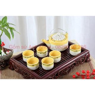 Ấm chén bát tràng, bình trà ấm pha trà gốm sứ bát tràng tổng hợp bộ ấm chén men rạn cực đẹp gốm sứ không kèm đĩa kê