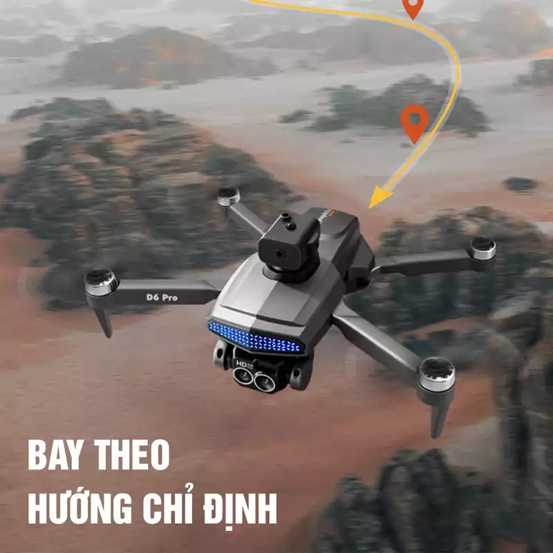 Play cam camera full HD siêu nét D6 PRO, Flycam mini động cơ không chổi than, Cảm biến chống va chạm, Camera 4k