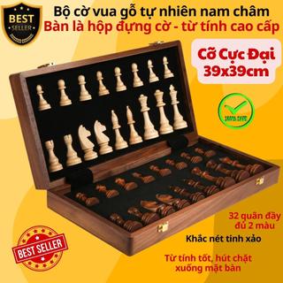 Cờ vua gỗ nam châm cao cấp cỡ cực đại 39x39cm - Bộ cờ vua bằng gỗ thông tự nhiên nam châm chính hãng D Danido