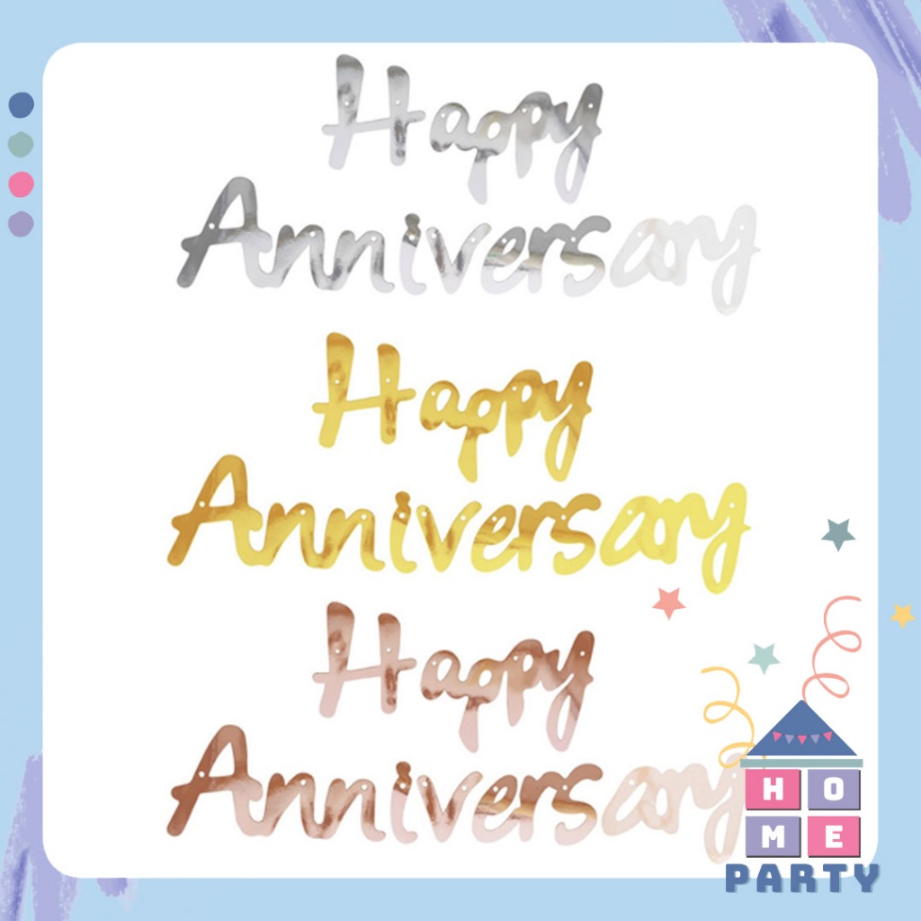 Dây treo Happy Anniversary trang trí ngày kỉ niệm - Bộ Bóng Chữ Happy Fullmonth Trang Trí Tiệc