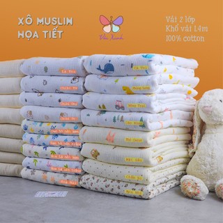 [Siêu Mềm] Vải Xô Muslin Họa Tiết 2 lớp may khăn chăn đồ bộ cho bé