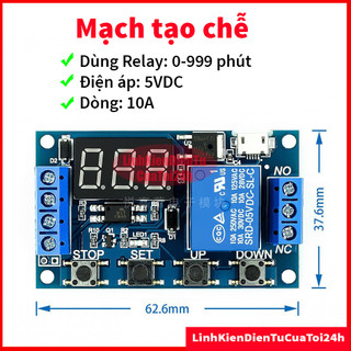 Mạch hẹn giờ tạo trễ 0-999 phút dùng Relay, Mạch hẹn giờ 5V-30V đóng ngắt thiết bị
