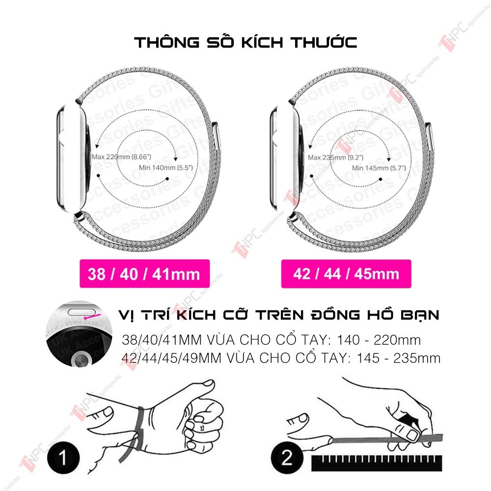Dây Đeo Inox Milanese Cho Đồng Hồ Thông Minh AW 40 / 41mm 42 / 44 / 45mm 7 6 5 4 3 Ultra 49mm