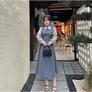 váy thiết kế pha tay bồng sơmi hàn quốc AN TÂY STORE68 # 6658