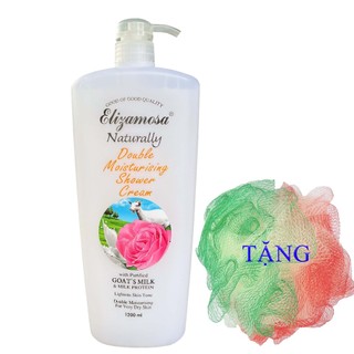 Sữa tắm dê elizamosa 1200ml | tặng kèm bông tắm cao cấp