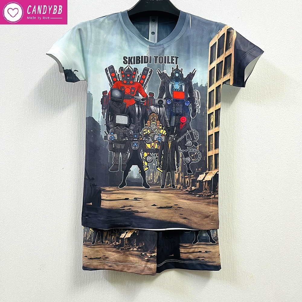 Bộ thun lạnh bé trai Titan Tivi, quần áo Skibidi Toilet, Skibidi Man bé trai, con nít, Có size cho bé từ 10kg - 60kg