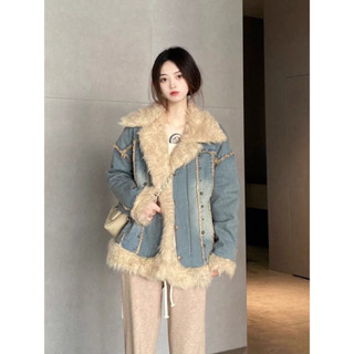 Áo Khoác Bò Lót Lông Dáng Dài Vừa Vặn Phong Cách Mới 2024