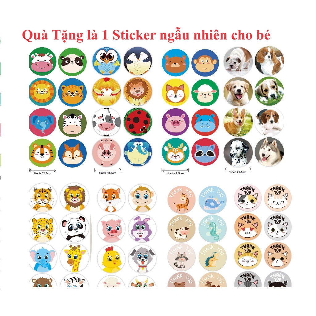 Sticker cuộn 500 nhãn dán họa tiết xinh xắn đa dạng màu sắc khen thưởng học tập cho bé