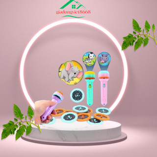 Đèn pin chiếu hình cho bé 3 tấm chiếu 24 hình, đèn pin kể chuyện cho bé nhiều chủ đề