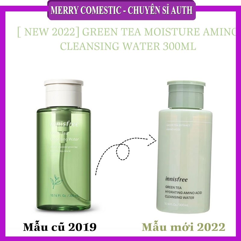 Nước Tẩy Trang Trà Xanh Cho Da Khô, Nhạy Cảm Innisfree Green Tea Hydrating Amino Acid Cleansing Water 300ml