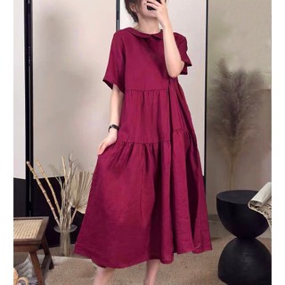 Đầm linen cổ bẻ tầng mm8