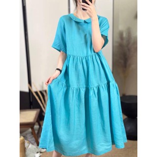 Đầm linen cổ bẻ tầng mm8