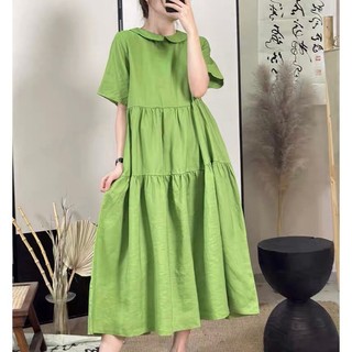 Đầm linen cổ bẻ tầng mm8
