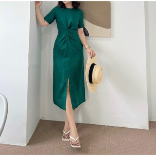 Đầm linen xoắn eo khách đặt theo yêu cầu - Đầm 2 lớp - Nhận đặt theo yêu cầu - PT Linen