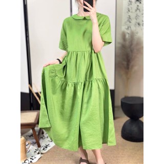 Đầm linen cổ bẻ tầng mm8