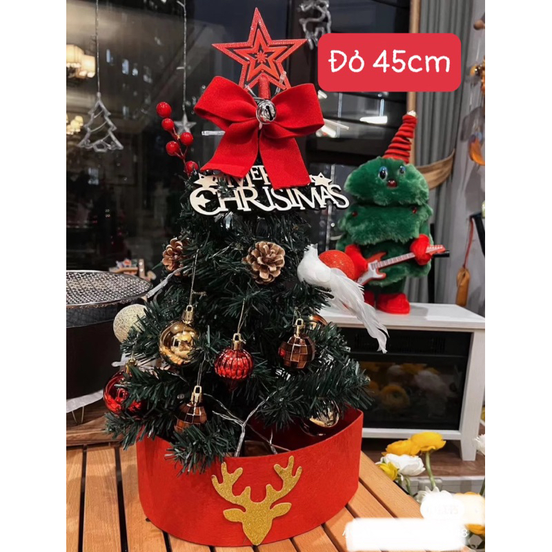 Set Cây Thông Noel Kèm Phụ Kiện Để Bàn Trang Trí Noel 45cm Sang Trọng
