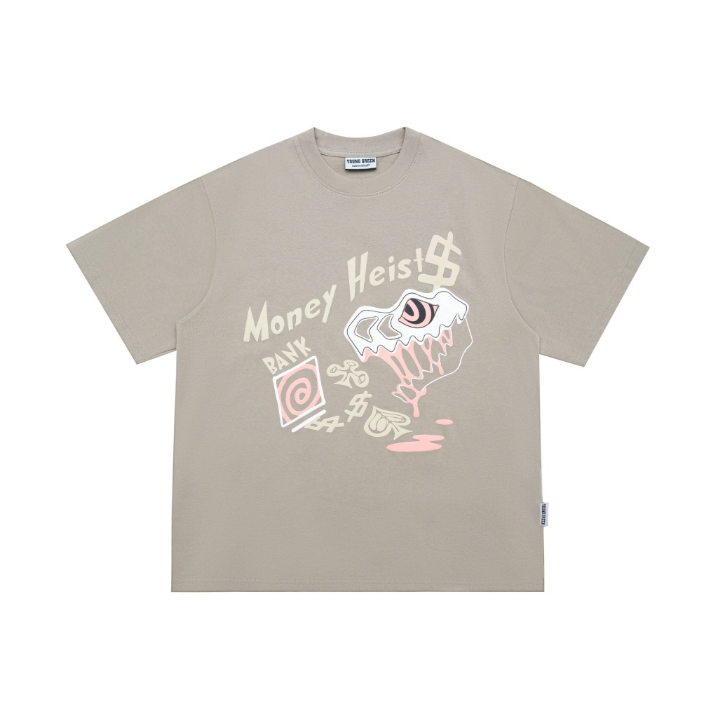 Áo Thun Young Green MONEY HEIST in lụa - màu tan chất liệu 100% Thun Cotton vải 280gsm dày [ygshop.danang]