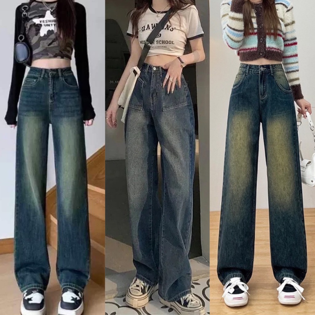 Quần bò ống rộng nữ cạp cao quần jeans ống rộng lưng cao, vải bò | BigBuy360 - bigbuy360.vn