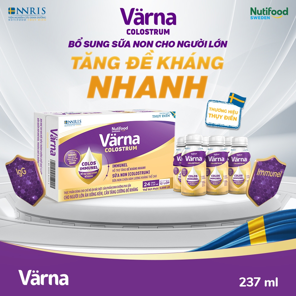 (BỔ SUNG SỮA NON -TĂNG ĐỀ KHÁNG NHANH) Thùng 24 chai Sữa Bột Pha Sẵn Varna Colostrum Chai 237ml - NUTIFOOD - YOOSOO MALL