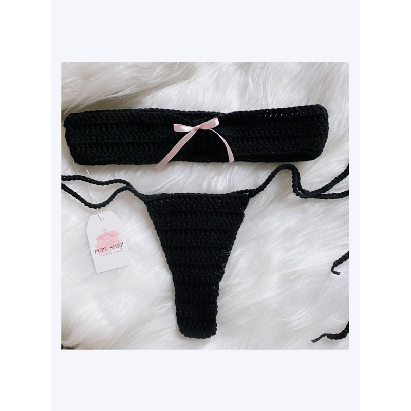 Bikini len thắt nơ - Bikini nơ len móc sexy [có sẵn]