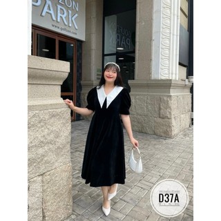 (Bigsize) Đầm nhung cổ sen nhọn dáng dài qua gối (55-90kg)