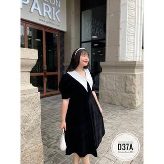 (Bigsize) Đầm nhung cổ sen nhọn dáng dài qua gối (55-90kg)