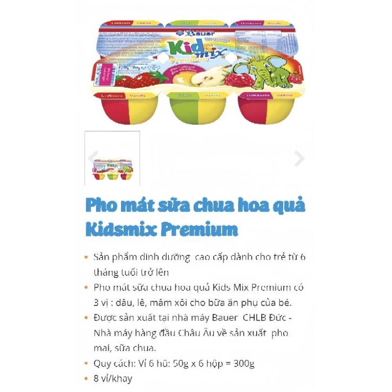 Phô Mai Sữa Chua Hoa Quả Kidmix Premium Lốc 6 x 50g