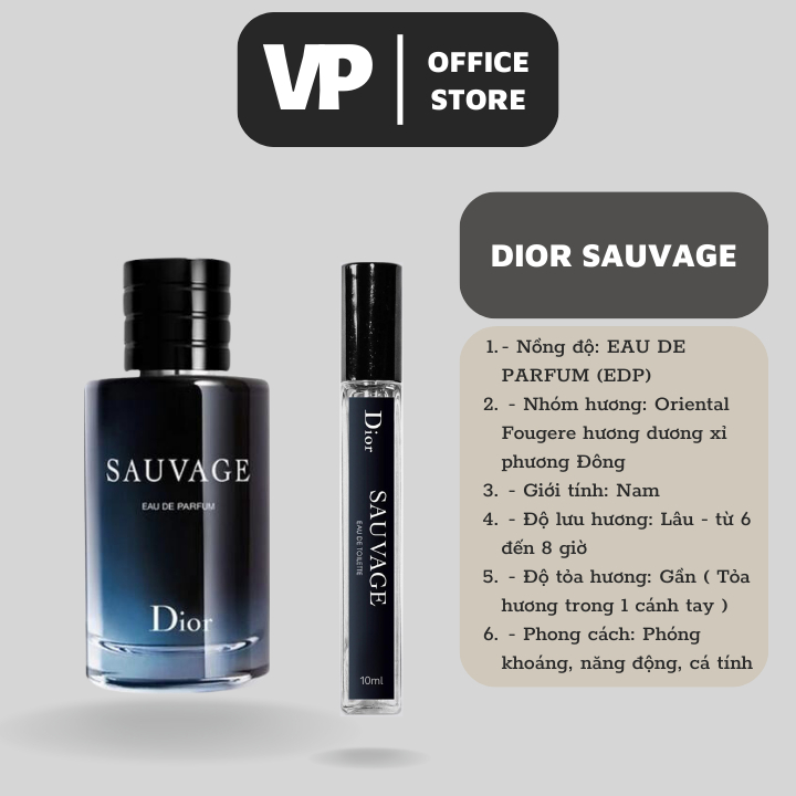 Nước hoa chiết dior sauvage EDP Nước hoa nam 10ml hương dương xỉ phương đông-lưu hương cực lâu