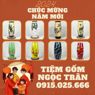 Bình hoa sứ cao cấp cao từ 30cm - Gốm sứ Bát Tràng-tiệm gốm Ngọc Trân