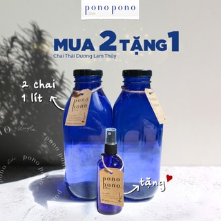 Chai thủy tinh xanh dương 1 lít - thái dương lam thủy 1000ml