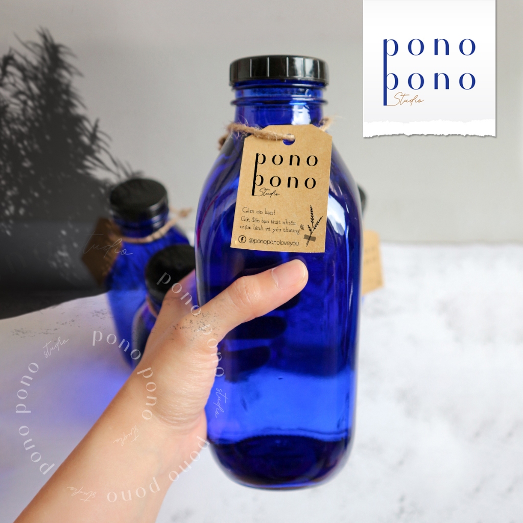 Chai Thủy Tinh Xanh Dương 1 Lít -  Thái Dương Lam Thủy 1000ml