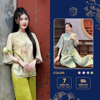  Set Voan In Nhiệt 3D- Pháp Phục - Đồ Lễ Đi Chùa - B24 