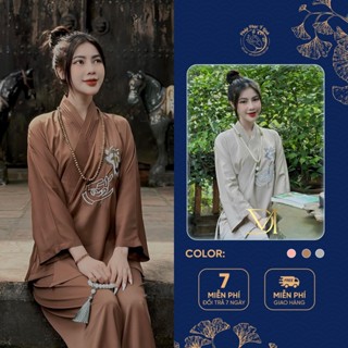  Pháp Phục Đi Chùa Lụa Trượt Cổ Tràng Tay Phật - Quần Áo Đi Chùa - Bộ Đồ Lam Đi Chùa Nữ - B21 