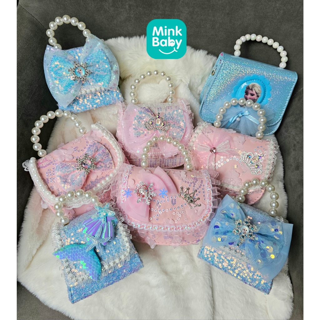 SET TÚI XÁCH VÀ VƯƠNG MIỆN CÔNG CHÚA MINKBABY CHO BÉ GÁI